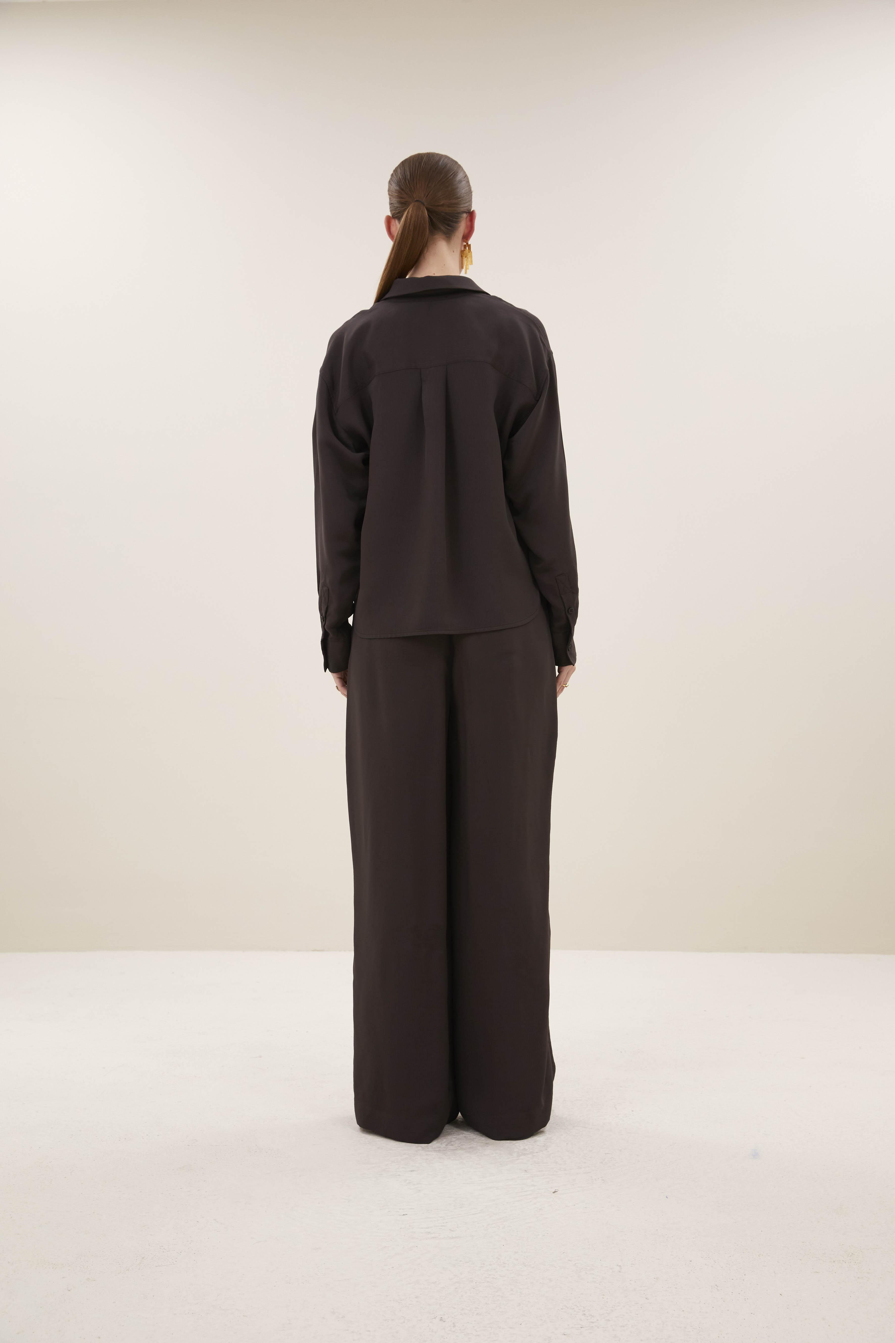 By-Bar Kris Satin Stripe Blouse Espresso Damen Viskose Bluse braun